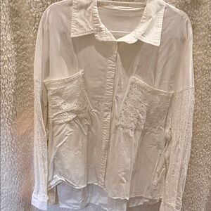 Oli & Hali White Lace Button Down Shirt